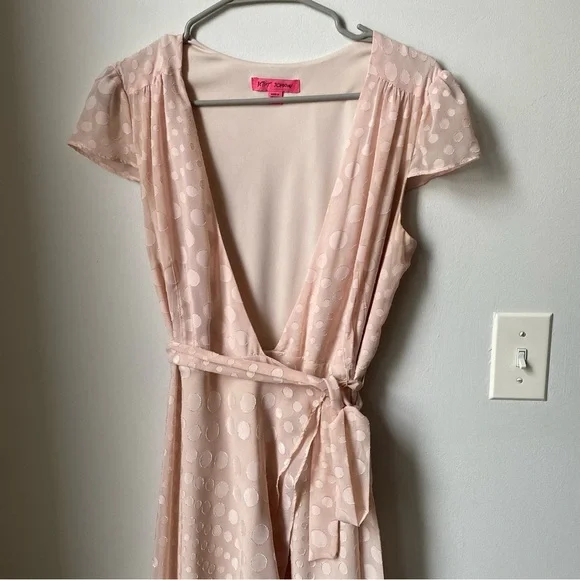 Betsey Johnson Pink Asymmetrical Wrap Midi Dress Light Pink size 4 - Picture 4 of 9